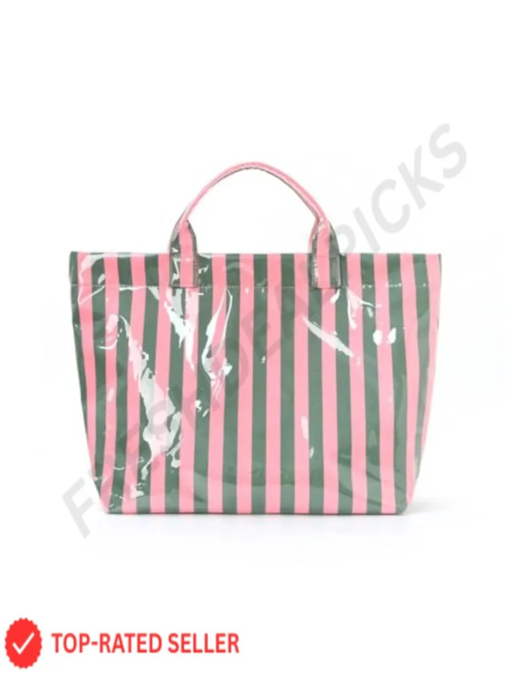 Striped PVC Tote Bag Large Shopping Purse Waterproof Beach